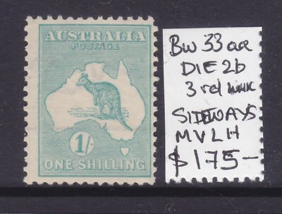 KANGAROO :  1/   GREEN   3RD  WMK     "SIDEWAYS"    DIE2B  MH  AND RARE! - Image 1 of 2