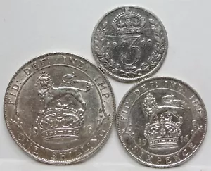 GREAT BRITAIN UK England 1 shilling 6P 3P Pence 1916 1900 Silver Victoria #F42 - Picture 1 of 6