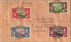 1937 British Southern Rhodesia Eiffel Flats Post Office Registered FDC Cover - Picture 1 of 2