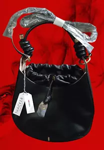 Borsa a tracolla/con manico Thacker in pelle nera nuova con etichetta vendita al dettaglio oltre 300€ ottone - Foto 1 di 7