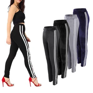 Pantaloni da jogging donna a righe laterali - Abbigliamento salotto alla moda e confortevole - Foto 1 di 8