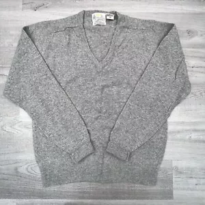 Suéter Vintage London Fog Para Hombres Cuello en V 100% Lana de Cordero Suave Clásico Gris Talla LT - Imagen 1 de 9