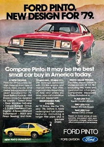 Vintage 1979 Mag Print Advertisement~ FORD PINTO Runabout Coupe~ Red & Yellow - Picture 1 of 1