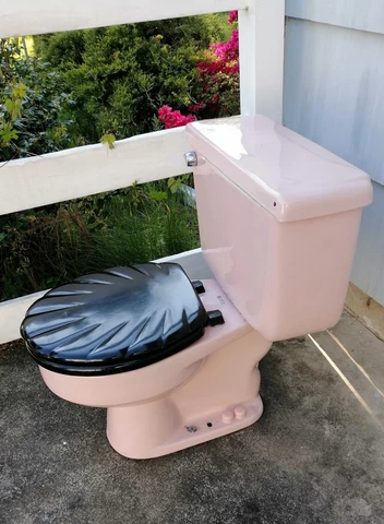 Vintage Mid Century Pink Porcelain Toilet Old Standard America Standard Cover