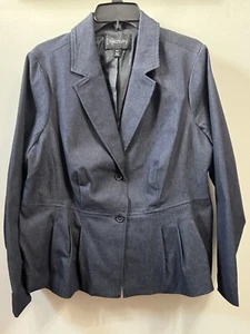 Women’s Relativity Blue Plus Dress Jacket Size 16W Modern Peplum Suit Style - Picture 1 of 8