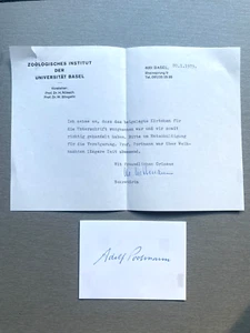 ADOLF PORTMANN (†1982) Zooologe/Biologe signed Briefkarte 7x9.5 Autogramm - Picture 1 of 1