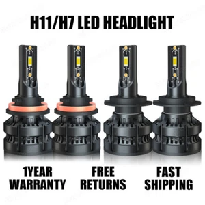 360° H7+H11/H8 COB LED Headlight Bulb Kit High Low Beam Super Bright 6000K White - Picture 1 of 19