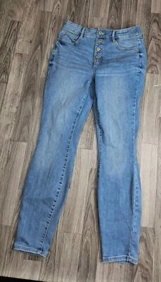 Pantalones de mezclilla azules con bolsillos con botones ajustados talla 4 de Nine West para mujer Foto 1 de 4