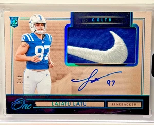 2024 Panini One Laitu Latu Rookie Patch Auto /5 Jumbo Nike Swoosh RPA SSP Colts - Picture 1 of 10