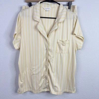 Conjunto de pijama Laura Ashley 2 piezas para mujer XL amarillo blanco a rayas ropa de dormir salón Foto 1 de 4