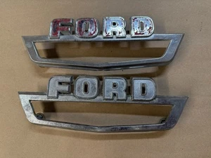 1963 1964 Ford Truck Metal Fender Emblems Pair OEM 63 64 No glass - Picture 1 of 5