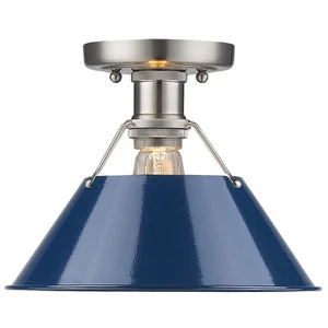Golden Lighting 3306-FM PW Orwell 10"W Semi-Flush Ceiling Fixture - Blue - Picture 1 of 6