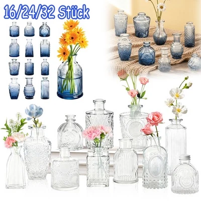 Vasenset Glasvasen 16/24/32 Stück Dekorative Tischvasen Hochzeitsdeko Vase Glas - Bild 1 von 4
