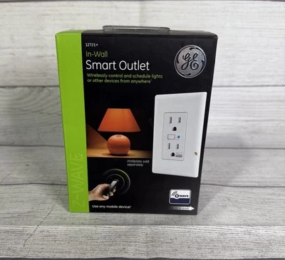 GE In-Wall Smart Duplex Outlet ZW1001 Z-Wave 12721 White Brand Mobile Control - Image 1 of 4