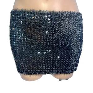 Tristan & Iseut Sequin Micro Mini Skirt Party Cocktail Club Goth Edgy Stretchy 2 - Picture 1 of 14