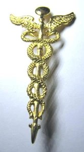 Caduceo cadduceo spilla pin argento massiccio solid silver 925 amuleto medicina - Foto 1 di 5