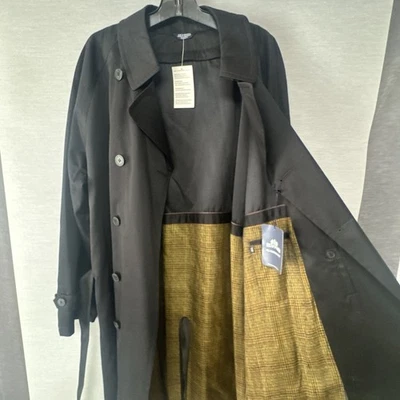 Trench coat Stafford All Weather 46 longo novo com etiquetas - Deadstock Rain Wear preto - Imagem 1 de 4