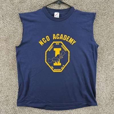 Camiseta vintage de suboficial academy talla XL puntada única Jerzees azul marino cortada Foto 1 de 4