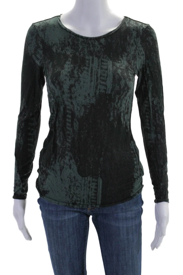 Top pulóver verde manga larga cuello redondo Edun para mujer talla XS Foto 1 de 3