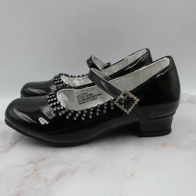 Zapatos de vestir Josmo niñas 1 charol negro brillante Mary Janes pedrería Foto 1 de 4