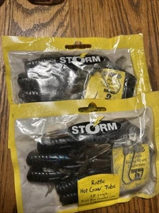 2 Pkgs Storm Rattle Hot Craw Tube 3.5” Black Chart Crawdad With Rigging Hooks - Picture 1 of 3