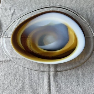 Kosta Vicke Lindstrand Large Decorative Hand Blown Glass Dish Signed LH 1216. - Picture 1 of 5