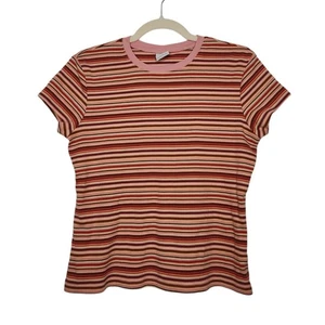 Vintage Old Navy Outlet Stripe Baby Doll Shirt Large 90s Fairy Grunge Fall - Picture 1 of 5