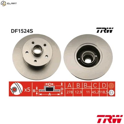 2x BRAKE DISC DF1524S FOR VW CARAVELLE/III/Bus/TRANSPORTER VANAGON/VanJX 1.6L - Image 1 of 4