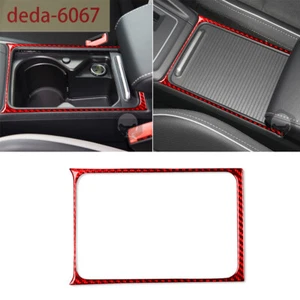 Red Carbon Fiber Water Cup Holder Panel Trim Fit For VW Golf 8 MK8 GTI 2021-2023 - Picture 1 of 11