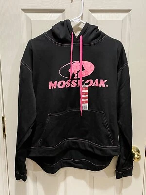 Nuevo Para Mujer Mossy Oak Realtree Forrado Sudadera con Capucha Camuflada Sudadera con Capucha Negro y Rosa Foto 1 de 4