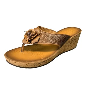 Clarks Collection Zehenstegsandalen braun Raffia Keilabsatz Damengröße 9,5M - Bild 1 von 11