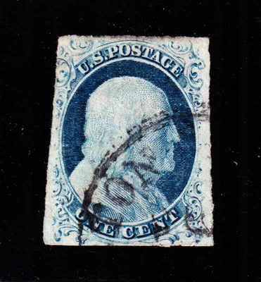 US 9 1c Franklin Used VF-XF w/Black CDS SCV $90 - Image 1 of 2