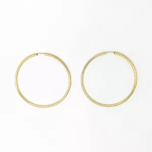 Genuine 9 Carat Yellow Gold 52mm Large Plain Hoop Earrings - Picture 1 of 1