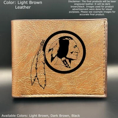 MENBENSE Custom Engraved WASHINGTON REDSKINS Leather Bifold Wallet - Color Choices