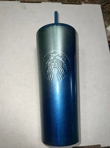 New Starbucks Holiday 2021 Blue Green Ombre Venti Tumbler 24oz - Picture 1 of 7