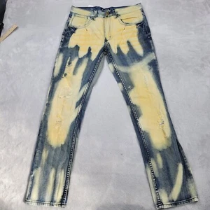 Parish Nation Jeans Men 38 Denim Pants Straight Acid Wash Bleach Distress Adult - Picture 1 of 9