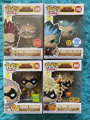 Funko Pop My Hero Academia Lot ( Deku, Katsuki, Torino And Eljiro Autograph ) - Image 1 of 2