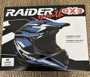 NEW Raider 2131115 GX3 MX Off-Road Helmet ATV Dirt Bike Blue Youth Sz L NIOB NWT - Picture 1 of 13