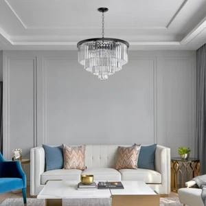 4-tier Round Modern Luxury Crystal Chandelier Adjustable For Dining Room Bedroom - Picture 1 of 8