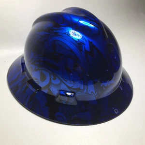 Hydro Dipped MSA Full Brim Candy Translucent Blue Grafiti - Picture 1 of 7