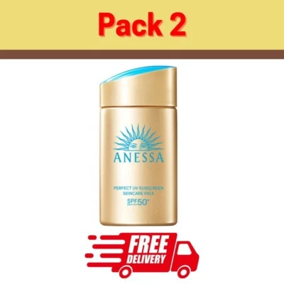 Protector solar UV Shiseido Anessa Pefect para el cuidado de la piel leche N SPF50+ PA++++ 60 ml x2 Foto 1 de 4