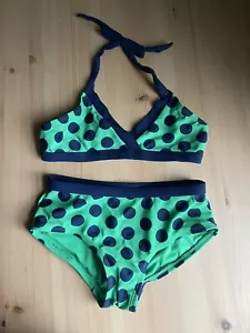 Gap Kids Girls Small 6-7 2 Piece Swim Bathing Suit Green Navy Blue Bikini  - Picture 1 of 2