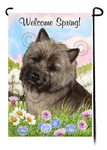 Welcome Spring Garden Flag - Brindle Cairn Terrier - Picture 1 of 1