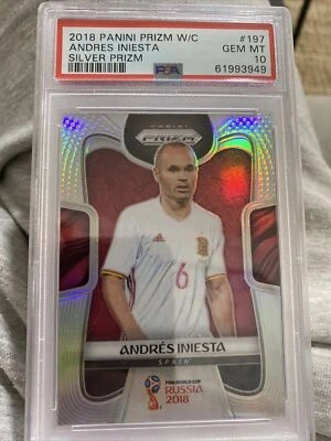 2018 Panini Silver Prizm World Cup Soccer Andres Iniesta PSA 10 GEM MINT Low Pop - Image 1 of 2