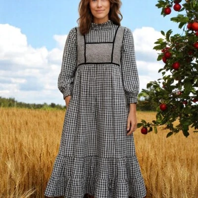 Vestido Campesino Vintage Juniors 9 Para Mujer Cuadros Guinga Niveles Cottagecore Country Foto 1 de 4