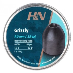 H&N Grizzly pellets .35 cal. 9 mm 60 pcs / Stk. 5.3 g (82 grains) full tin - Picture 1 of 5