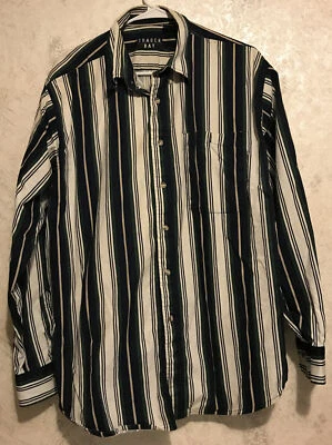 Camisa Trader Bay Hombres GRANDE L Abotonada Manga Larga Rayas Manchas De Colección Foto 1 de 4