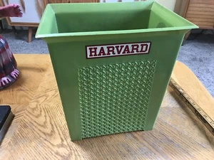 Mid Century Modern “Harvard” MCM Neatway USA Green Basket Weave Trash Can Vtg - Picture 1 of 7