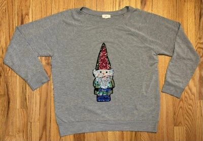 Moletom de Natal lantejoulas Papai Noel gnomo XL camisa G/S - Imagem 1 de 4