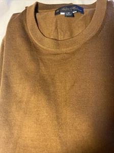 ✅Mens Brooks Brothers CrewNeck 100% Merino Wool Pullover Light Sweater Brandy M - Picture 1 of 7